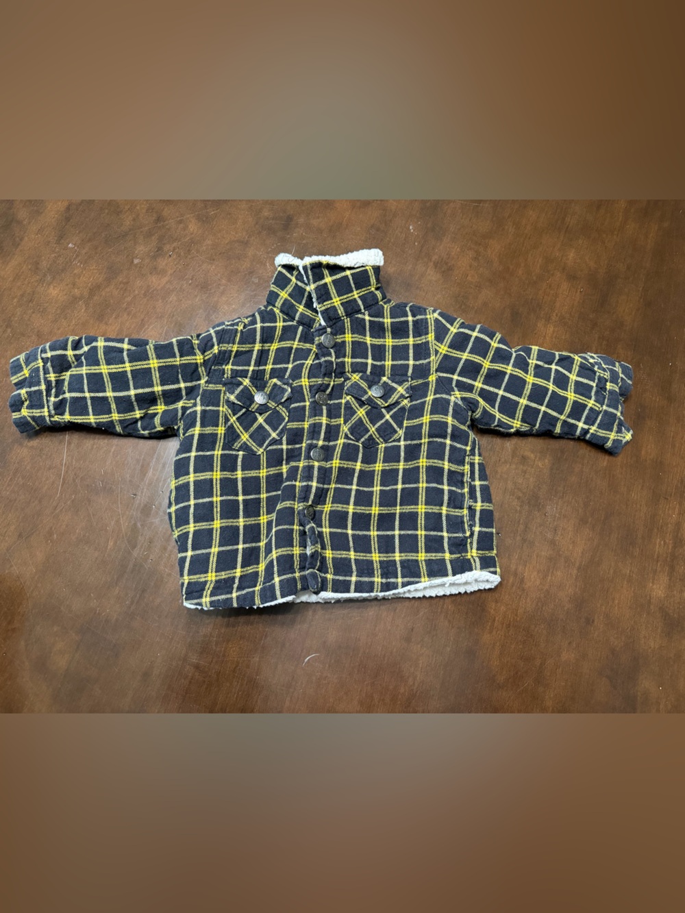 Toughskins Black and Yellow Plaid Sherpa-Lined Kids Jacket